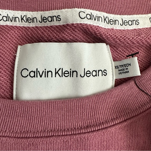 Calvin Klein Jeans Sweatshirt Womens Size XS Padded Shoulders Mauve Pink - Picture 8 of 11